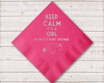 Personalized Shower Napkins, Baby Shower Cocktail, Custom Napkins, Party Napkins, Shower Napkin, Gender Reveal Party, It's a Girl