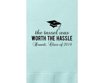 Graduation Napkins, Custom with name-message-colors, class of 2025, Graduation Party, lunch napkin, Dinner Napkins, Guest Towel, 225