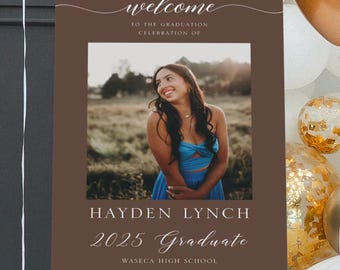 Modern Graduation Welcome Photo Sign, Graduate Party Welcome Sign Printed and Shipped
