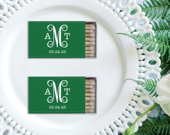 Customized Matchbox Favors - Floral Modern Romance - Personalized Foil Stamped Matches, Wedding Matches, Reception Decor, Couples Names