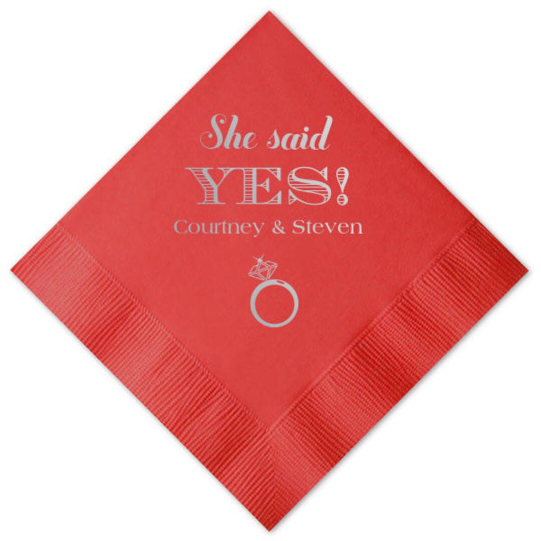 Engagement Napkins Personalized Napkins Bar Napkins Dinner Etsy