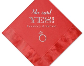 Engagement Napkins, Personalized Napkins, Bar Napkins, Dinner Napkins, Wedding Napkins, Cocktail Beverage Napkins, Party Napkins 55