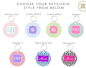 Preppy Monogram Keychain - Personalized Keyring - Custom Keychains - Personalized Gifts - Sweet 16 Gift - New Car Gift