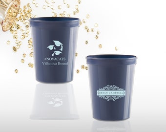 Villanova Graduation Cap Printed Party Cups, Tassel Cup Party Favors, Class of 2025 Cups,Stadium Cups, College Grad Plastic Party Cups