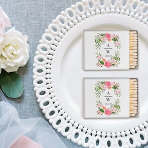 50 Personalized Rustic Themed Matches Bridal Shower Wedding Favors, Rustic Floral Antlers Wedding, Barn Wedding