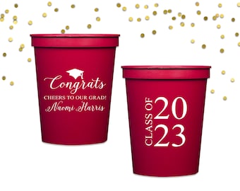 Graduation Cups, Personalized Cups, Graduation Party Decorations, Custom Printed Cups, Party Favors, Class of 2024