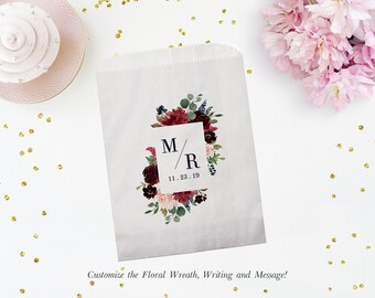 Set of 25 Personalized Custom Love is Sweet Wedding Favor Treat Bags - Candy Buffet, Donuts, Cookies, Popcorn - Wedding, Bridal, Baby Shower