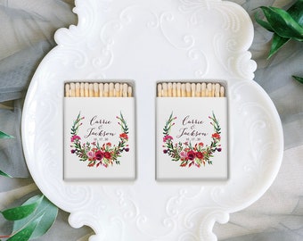 Floral wedding favor / Custom matches / Floral wedding decor / wedding decor / personalized matchboxes / wedding decorations / wedding logo