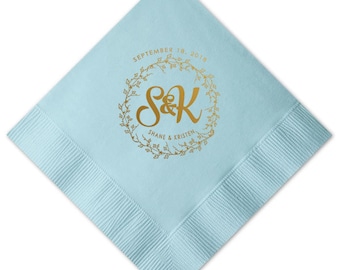 Personalized Napkins, Wedding Napkins, Custom Wedding Napkins, Thank you Napkins, Monogrammed Napkins, Bar Napkins, Wedding Favors 295