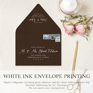 Envelope Address Printing Service - Digital Calligraphy - Color Envelope - Black Ink or White Ink Printing - Wedding Guest Address Printing