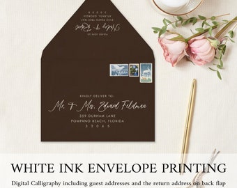 Envelope Address Printing Service - Digital Calligraphy - Color Envelope - Black Ink or White Ink Printing - Wedding Guest Address Printing