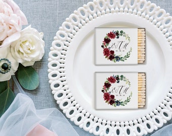 The Perfect Match Matches, Wedding Matches, Personalized Matchboxes, Watercolor Floral Matches -Set of 50, Custom Matches