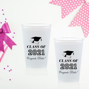 Personalized Graduation Party Cups, Class of 2025 Decorations, Grad Party Favors, Custom Printed Plastic Cups