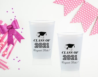 Personalized Graduation Party Cups, Class of 2024 Decorations, Grad Party Favors, Custom Printed Plastic Cups