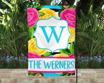 Custom Personalized Garden Sign, Yard Flag, Watercolor Floral Flag, Cute Garden Flag, Garden Gift