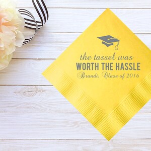 Custom Graduation Cocktail Napkins & Guest Towels – Personalized Graduate Cocktail Napkins / Guest Towels – Custom Graduation Party Napkins