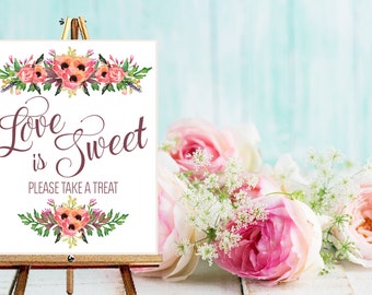 Instant Download Wedding Love Is Sweet Take a Treat Sign / Chalkboard Wedding /  Instant Download / Vintage Wedding / Sweet Table