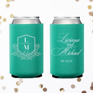 Monogram Can Coolers, Custom Wedding Can Coolers, Custom Printed Can Coolers, Printed Bottle Huggers, Custom Wedding Favors, Party Favors
