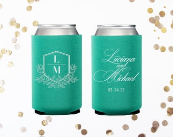 Monogram Can Coolers, Custom Wedding Can Coolers, Custom Printed Can Coolers, Printed Bottle Huggers, Custom Wedding Favors, Party Favors