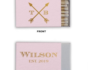 Personalized matches, wedding matchbooks, reception matches, monogram matchbook, sparkler send off matches, reception favor, party favor 266