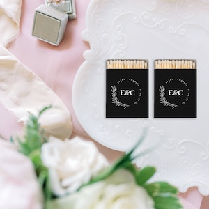 Wreath Design Custom Matchboxes, Single Initial Wedding Matches, Personalized Wedding Matchboxes, Custom Sparkler Matches, Cigar Matches