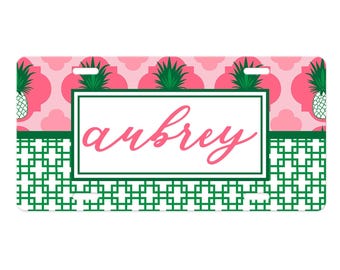 Personalized Car Tag-License Plate-Personalized Gift-Monogram-Car Tag-Car License Plate-Car Tag-Gift for Her-New Car-Sweet 16 Gift Pineapple