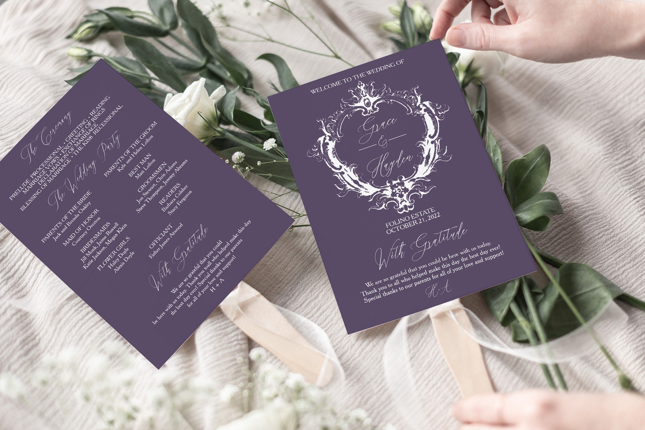 Purple Wedding Program Fans With Wooden Sticks Dark Plum Purple Wedding Programs Purple Decor Printed Fans Includes Sticks Assembled Etsy Canada