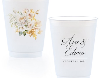 Custom Wedding Reception Bar Frosted Cups, Personalized Shatterproof Cups, Modern Wedding Decor, Signature Cocktails, Engagement Party