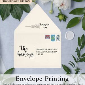 Envelope Address Printing Service - Digital Calligraphy - Color Envelope - Black Ink or White Ink Printing - Wedding Guest Address Printing