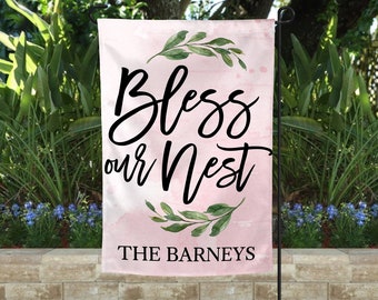 Bless Our Nest Custom Garden Flag, Welcome Flag, Farmhouse Garden Flag, Yard Decor, Outdoor Decor