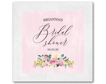 Full Color Bridal Shower Napkins, Monogrammed Napkins, Full Color Cocktail Napkins, Personalized Napkins, Wedding Napkins, 3-Ply Napkins