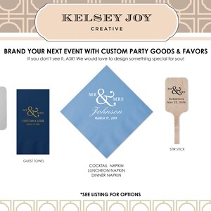 Personalized Wedding Napkins Custom Monogram Beverage Cocktail Cake Dessert Appetizers Bar Custom Printed Napkin Luncheon Dinner Guest Towel