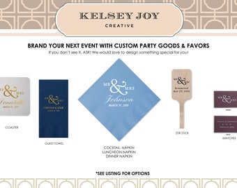 Personalized Wedding Napkins Custom Monogram Beverage Cocktail Cake Dessert Appetizers Bar Custom Printed Napkin Luncheon Dinner Guest Towel