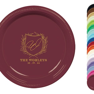 personalisierte Teller, benutzerdefinierte Teller, Partyteller aus Kunststoff, personalisierte Partyteller, monogrammierter Teller, Einwegteller, Kunststoffteller