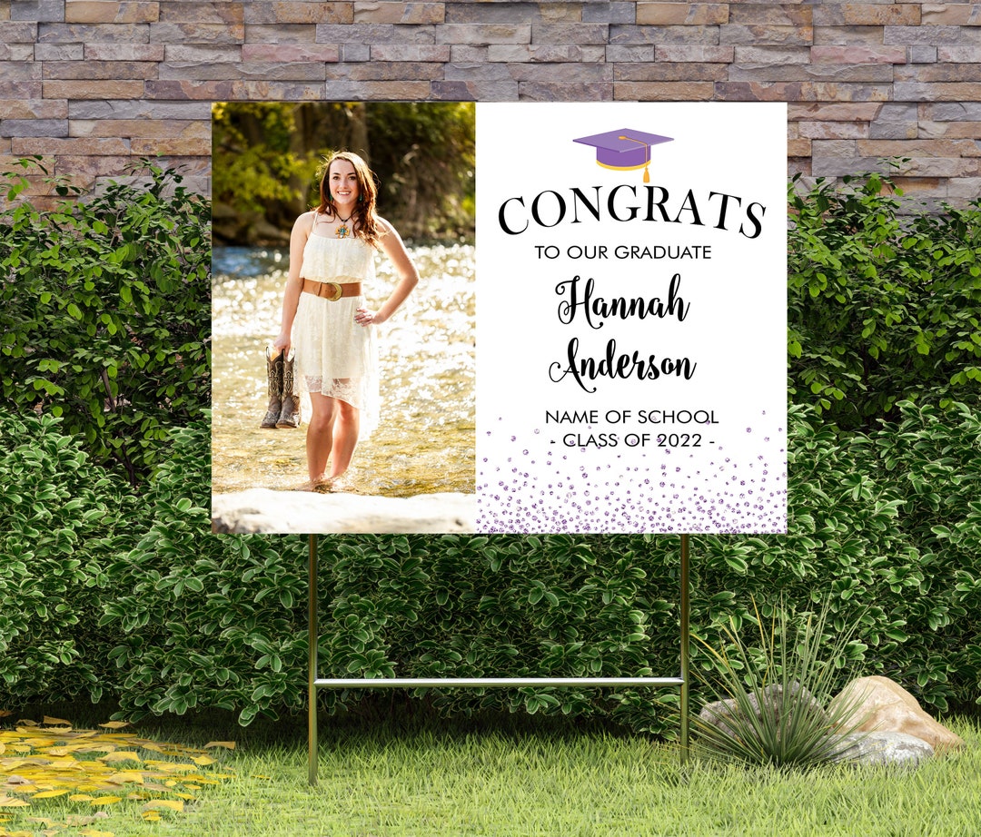 Senior Yard Sign Graduation Yard Sign 2024 Graduation Hat and Script