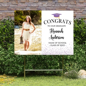 Senior Yard Sign | Graduation Yard Sign | 2025 Graduation Hat and Script Yard Sign | Yard Signs for Graduation | Customize colors & message