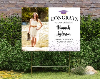 Senior Yard Sign | Graduation Yard Sign | 2025 Graduation Hat and Script Yard Sign | Yard Signs for Graduation | Customize colors & message