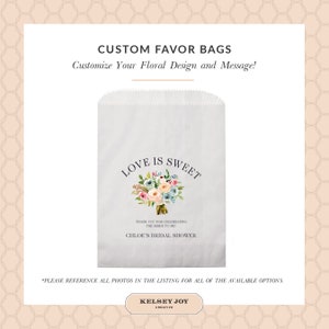 LINED Love is Sweet Bags Bridal Shower - Wedding Cookie Bags, Dessert Bar Bags, Guest Favor Bags - Candy Bags for Wedding, Engagement Party