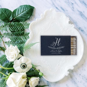 Modern Script Initials Personalized Match Boxes - Party Favors, Custom Matches, Foil Stamped Matches, Wedding favor, Candle gift