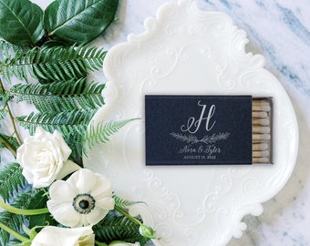 Modern Script Initials Personalized Match Boxes - Party Favors, Custom Matches, Foil Stamped Matches, Wedding favor, Candle gift