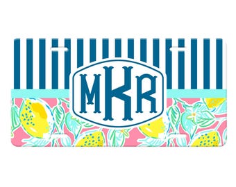 Chinoiserie Car Plate, Car Accessories for Women, Chinoiserie Front License Plate. Lilly Inspired License Plate Frame