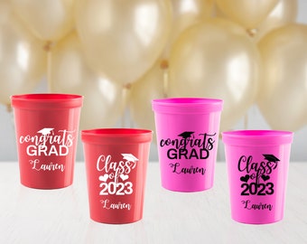 Custom Graduation Cups, Graduation Party Favors, Congrats Grad, Class of 2024 Party Cups, High School Graduation, College Graduation