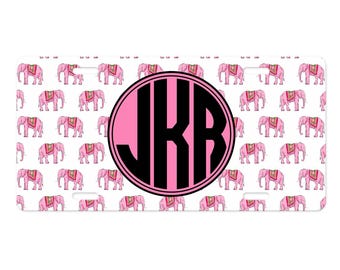 Personalized License Plate, Monogram Car Plate, Front Car Plate, Vanity Tag, License Plate for Women, Watercolor Floral, Pink, White, Gold