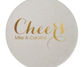 Wedding Coasters, Personalized Coasters, Custom Coaster, Drink Coaster, Bar Coaster, Wedding Favors, Gold Foil Coaster, Name Coaster 198