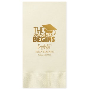 Graduation Party Napkins Congrats Grad Personalized Napkins Party Napkins Class of 2025 Graduation Cap Beverage Napkins Party Supplies