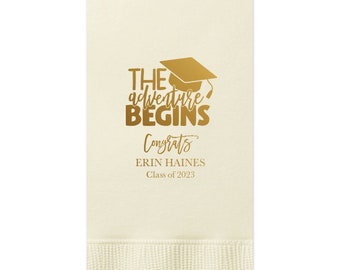Graduation Party Napkins Congrats Grad Personalized Napkins Party Napkins Class of 2025 Graduation Cap Beverage Napkins Party Supplies