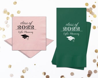 Personalized Graduation Party Napkins, Class of 2024 Graduation Decorations - Cocktail, Luncheon, Dinner, and Guest Towels
