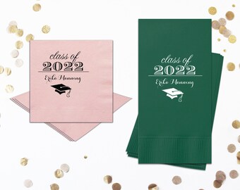 Personalized Graduation Party Napkins, Class of 2025 Graduation Decorations - Cocktail, Luncheon, Dinner, and Guest Towels