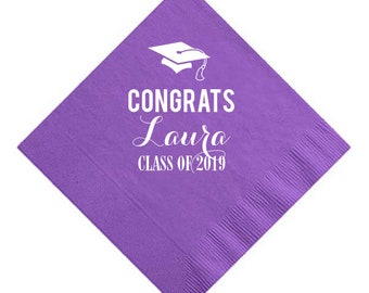 Custom Graduation Napkins, Class of 2025 Personalized Graduation Cocktail Napkins -Beverage, Luncheon, Dinner, and Guest Towels