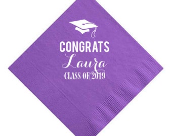 Custom Graduation Napkins, Class of 2024 Personalized Graduation Cocktail Napkins -Beverage, Luncheon, Dinner, and Guest Towels